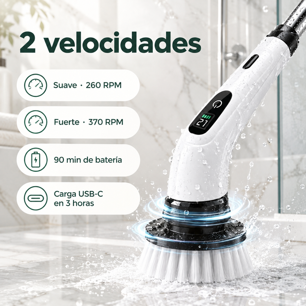 Dos velocidades, 90 minutos de batería y carga USB-C