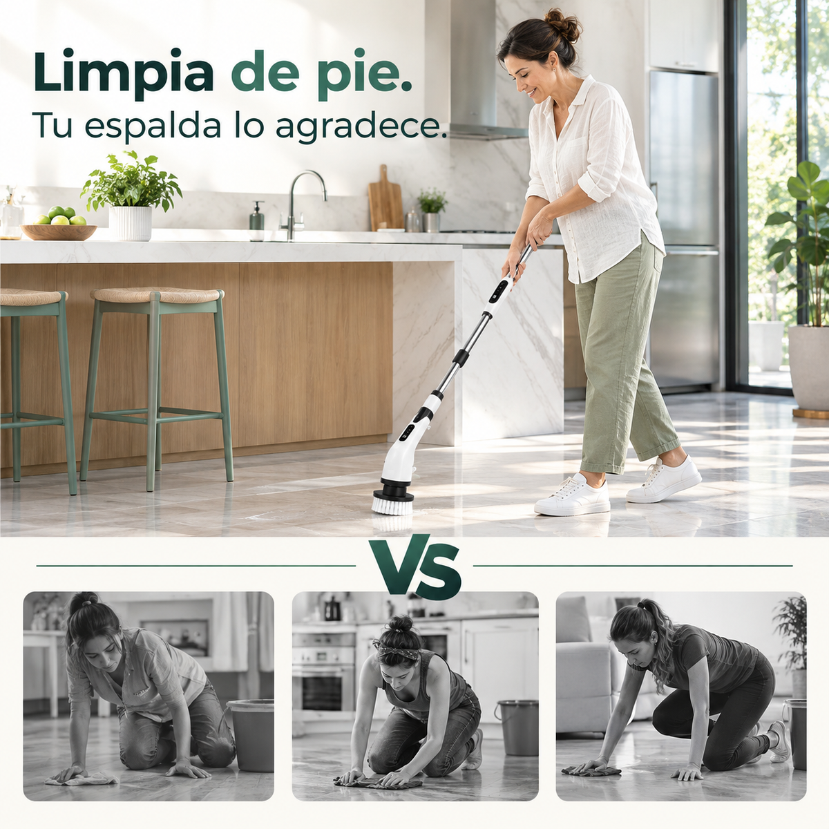 Limpia de pie en vez de arrodillarte